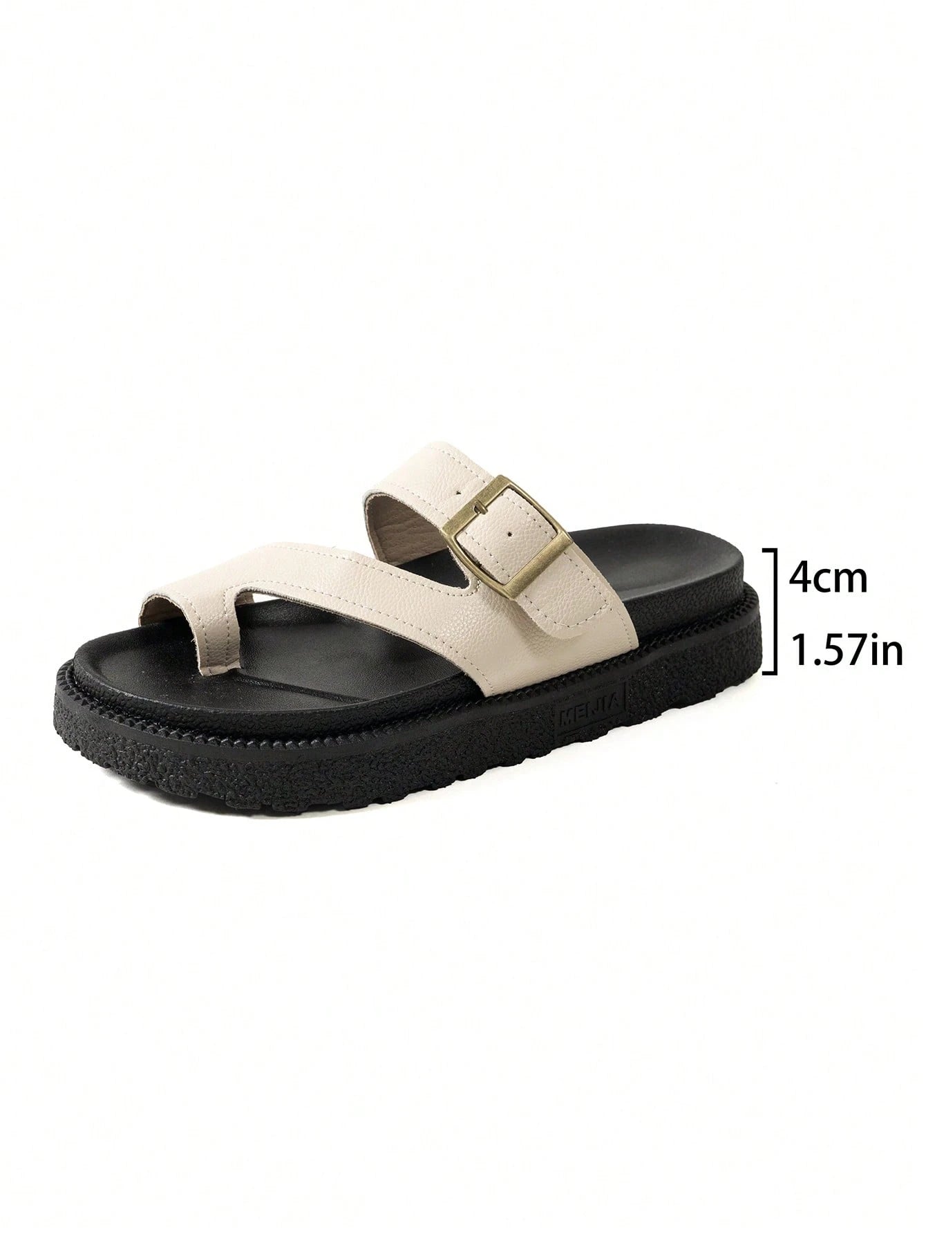 New Fashion Metal Buckle Decor Slip-On Wedge Heel Sandals