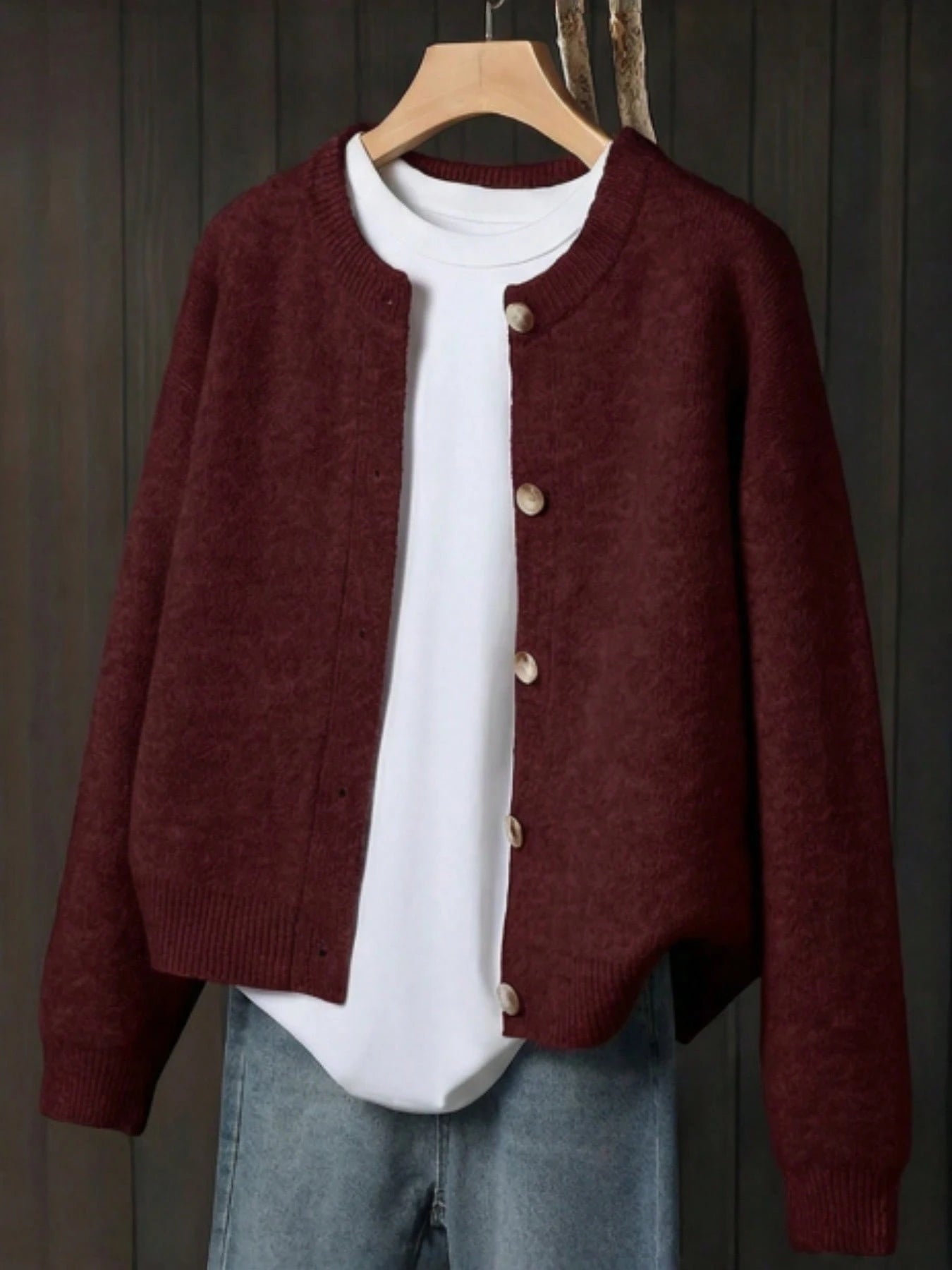 Women's Beige Cardigan, Soft Long Sleeve Sweater Jacket