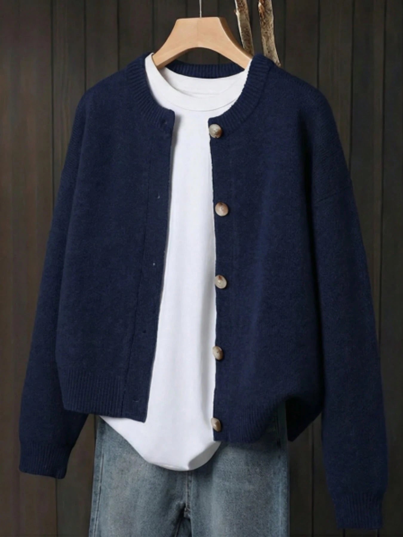 Women's Beige Cardigan, Soft Long Sleeve Sweater Jacket