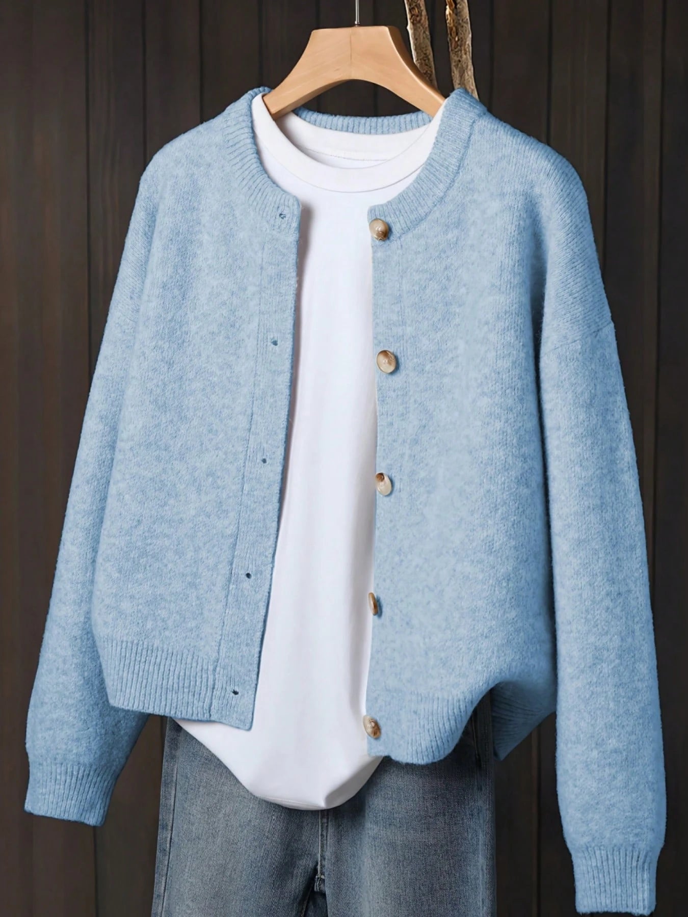 Women's Beige Cardigan, Soft Long Sleeve Sweater Jacket