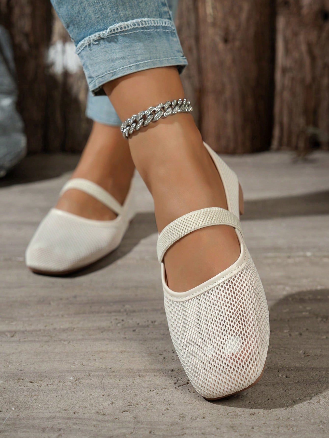 Summer Lace Mesh Hollow Flat Shoes, Women Breathable Elastic Band Ballet Shoes