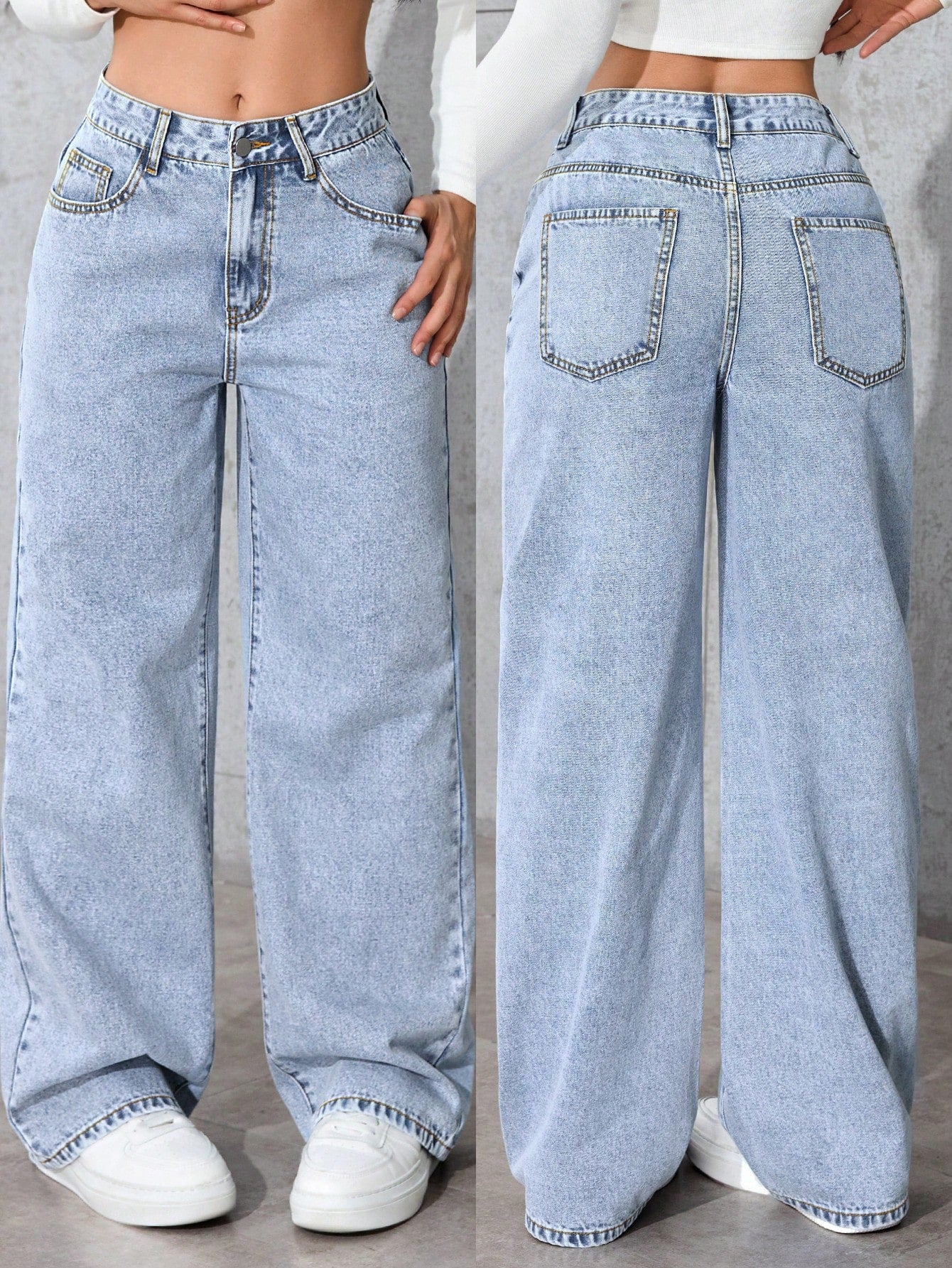 Women's Light Blue Wide Leg Jeans