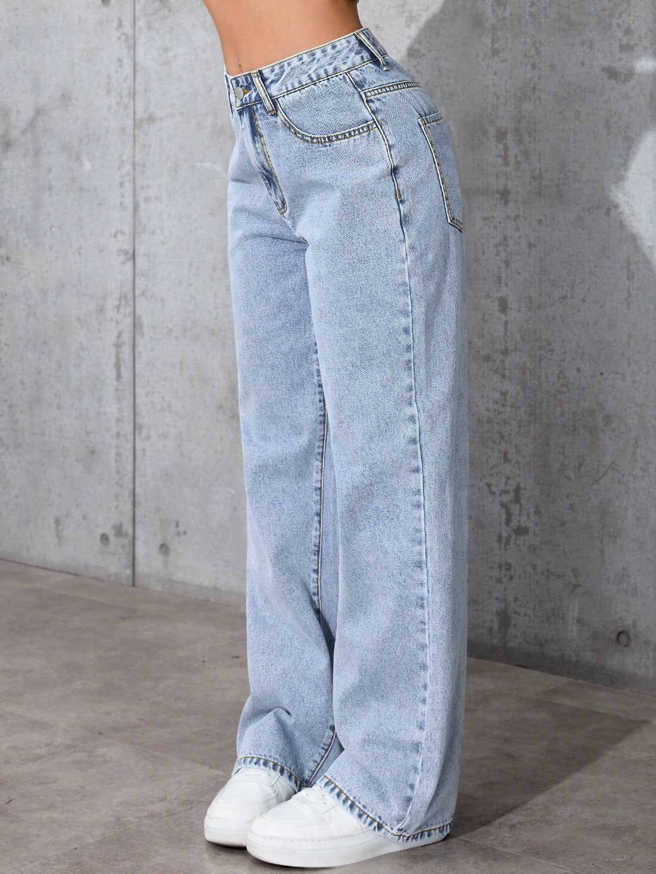 Women's Light Blue Wide Leg Jeans