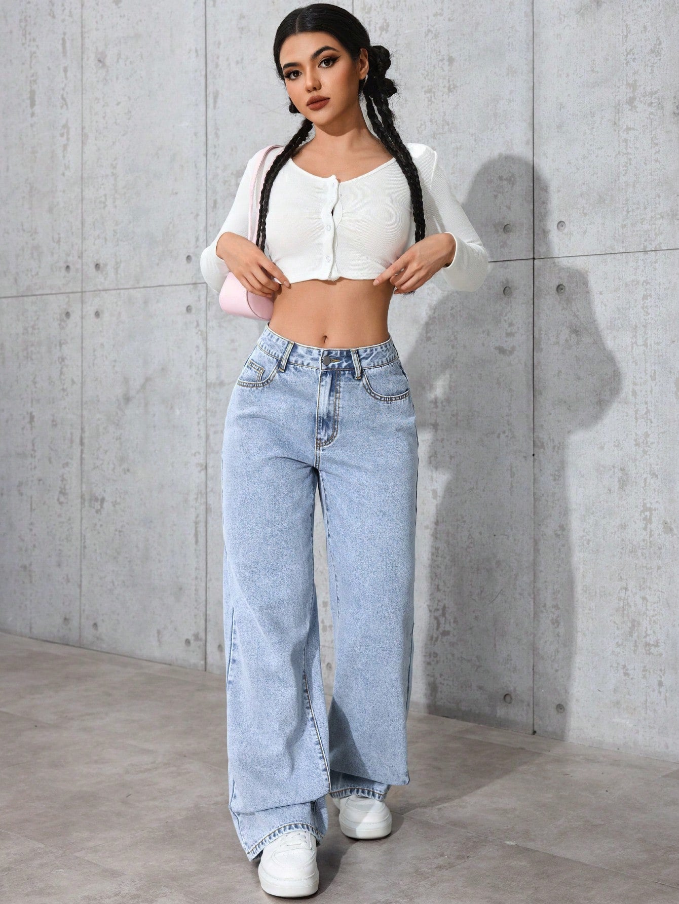 Women's Light Blue Wide Leg Jeans