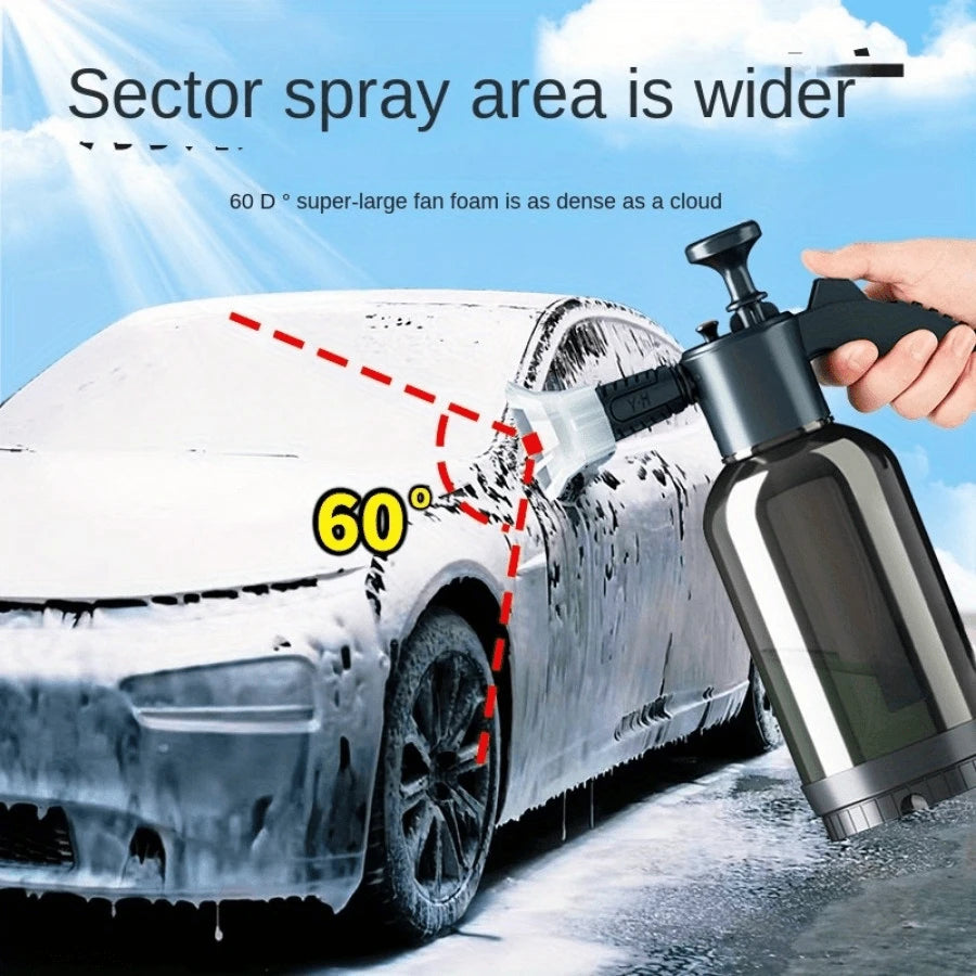 1-2L Hand Pressure Foam Sprayer, Leak-Proof With Adjustable Nozzle. Creates Rich Foam, Portable & Reusable. Great For Car Washing, Gardening And Household Cleaning.