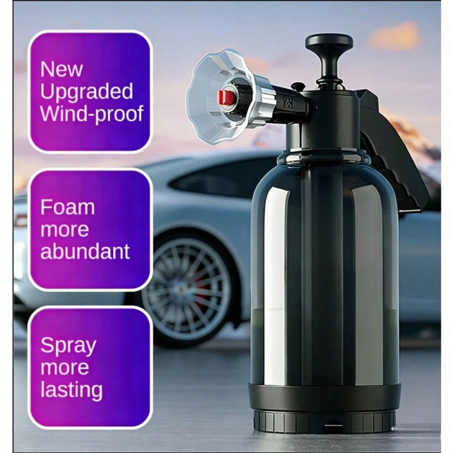 1-2L Hand Pressure Foam Sprayer, Leak-Proof With Adjustable Nozzle. Creates Rich Foam, Portable & Reusable. Great For Car Washing, Gardening And Household Cleaning.