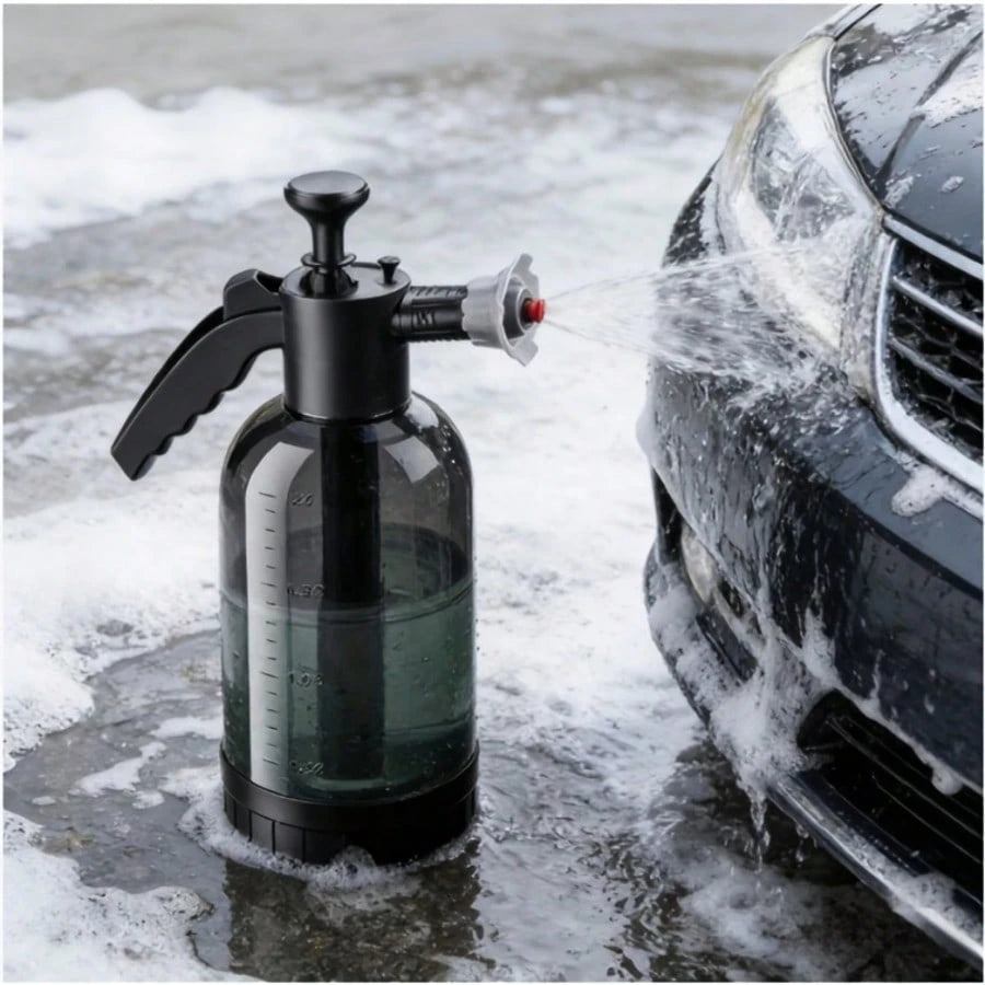 1-2L Hand Pressure Foam Sprayer, Leak-Proof With Adjustable Nozzle. Creates Rich Foam, Portable & Reusable. Great For Car Washing, Gardening And Household Cleaning.