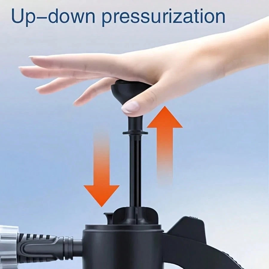 1-2L Hand Pressure Foam Sprayer, Leak-Proof With Adjustable Nozzle. Creates Rich Foam, Portable & Reusable. Great For Car Washing, Gardening And Household Cleaning.